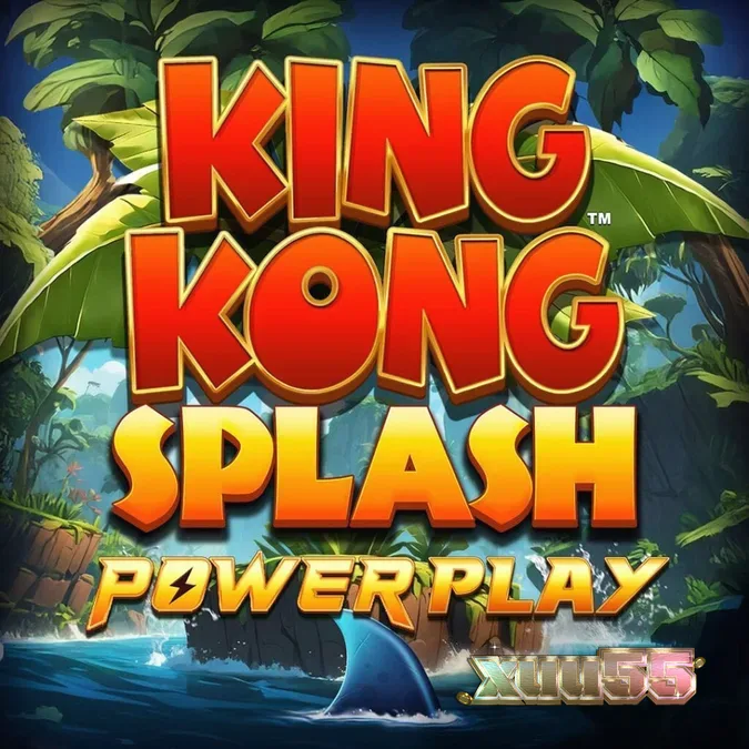 Interface do jogo King Kong Splash: Power Play com elementos tropicais e símbolos de coleta.